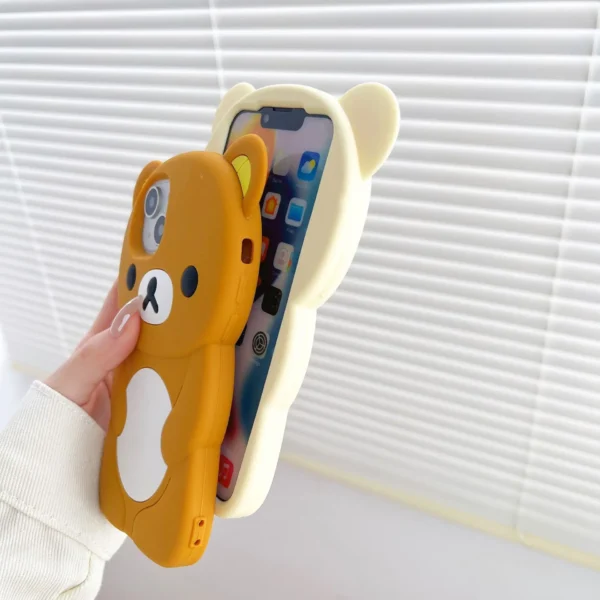 Rilakkuma Bear Silicone Soft Cover Case For iPhone 16 15 14 13 12 11 Pro Max mini Plus Xs XR 6 7 8 Plus - Image 3