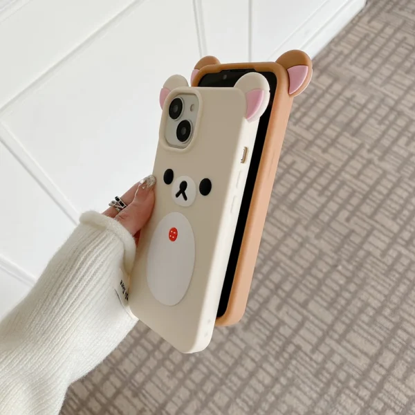 Fashion Cute 3D Cartoon Rilakkuma Bear Soft Silicone Phone Case Back Cover for iPhone 11 12 13 14 15 16 Pro Max - Image 4