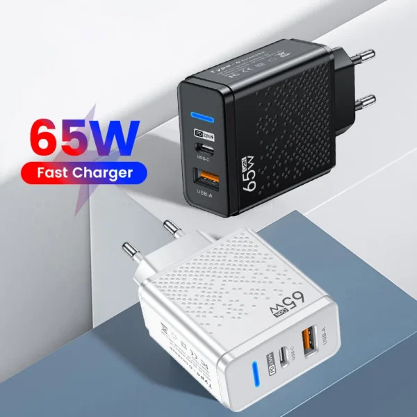 Fast PD Charger LED 65W USB-C for iPhone Samsung Xiaomi Huawei Redmi Honor POCO USB Wall Charger Power Adapter EU/US/UK - Image 4