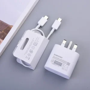 Super Fast Charger 25W UK Plug Power Adapter Dual Type C Cable For Samsung GalaxyS24 Note 20 10 Ultra S20 Plus S10+ A54 A70 A80