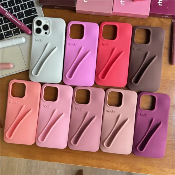 Rhode Phone Case For iPhone 16 15 14 13 12 11 Pro Max Plus INS Lipstick Silicone Portable Lip Gloss Holder Hot Soft Cover - Image 5