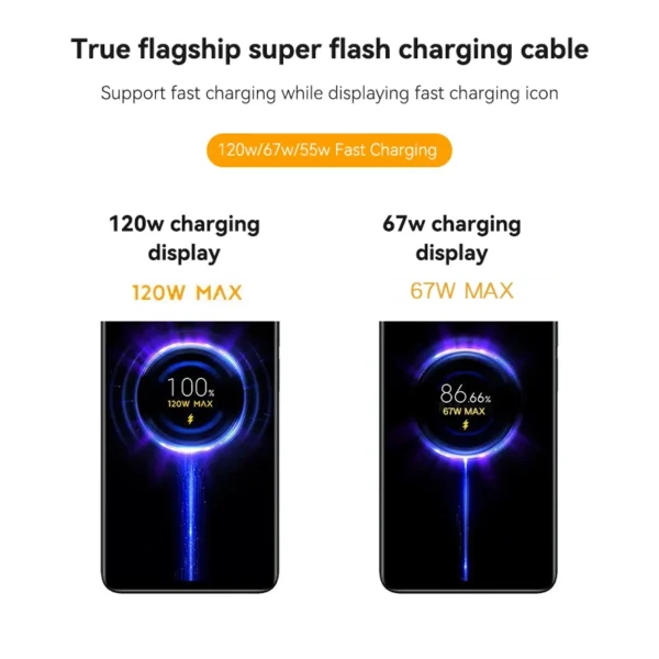 Xiaomi Original Usb Type C Cable 120W 67W Turbo Fast Charger Mi 15 14 13 12T Pro 12 11 Ultra Poco X6 X Redmi Note Black Shark 5 - Image 2