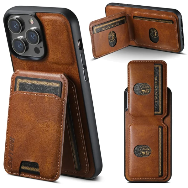 Luxury leather mobile phone case with pockets for iphone