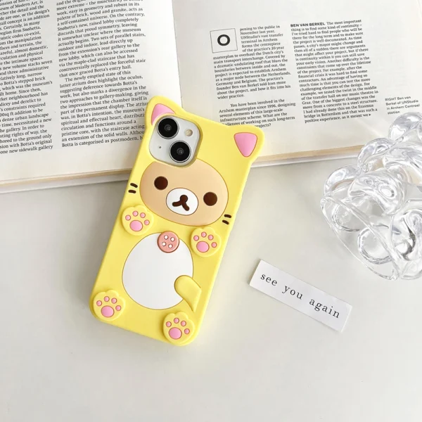 Kawaii Rilakkuma Bear Soft Silicone Cover Case For iPhone 15 14 13 12 Mini 11 Pro X XS Max XR 6 6S 7 8 Plus SE - Image 4