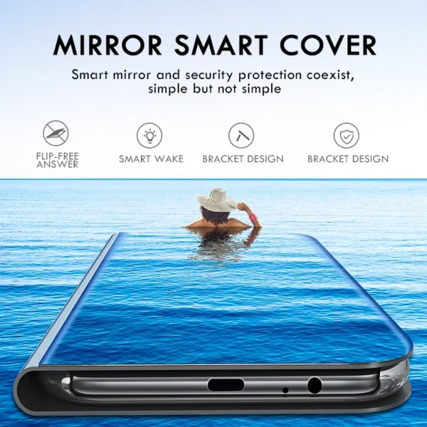 Samung S24 Ultra Best Case Smart Mirror Leather Flip Cover For Samsung - Image 4