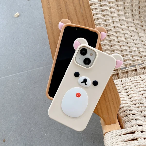 Fashion Cute 3D Cartoon Rilakkuma Bear Soft Silicone Phone Case Back Cover for iPhone 11 12 13 14 15 16 Pro Max - Image 6