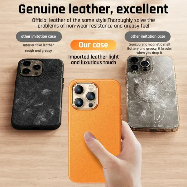 For Magsafe Leather Magnetic Animation Case For Apple iPhone 15 14 13 Pro Max 14 15 Plus Cases Wireless Charge Shockproof Cover - Image 5