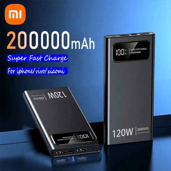 Xiaomi 200000mAh Power Bank 120W Super Fast Charging Battery High Capacity Digital Display PowerBank For iPhone Samsung Huawei