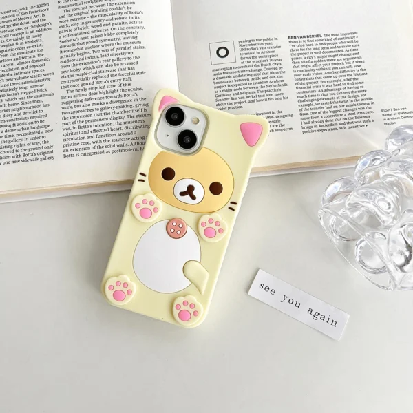 Kawaii Rilakkuma Bear Soft Silicone Cover Case For iPhone 15 14 13 12 Mini 11 Pro X XS Max XR 6 6S 7 8 Plus SE - Image 3