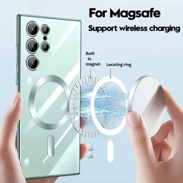 For Samsung Galaxy S24 S 24 Ultra Plus Luxury Magsafe Plating Clear Shockproof Magnetic Soft Cover For Samsung Galaxy S24 S23 - Image 4