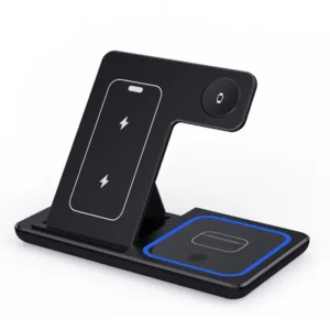 3 in 1 Foldable Charging Station 30W LED Fast Wireless Charger Stand For iPhone 15 14 13 12 11 Apple Watch 9 8 7 6 5 Airpods Pro