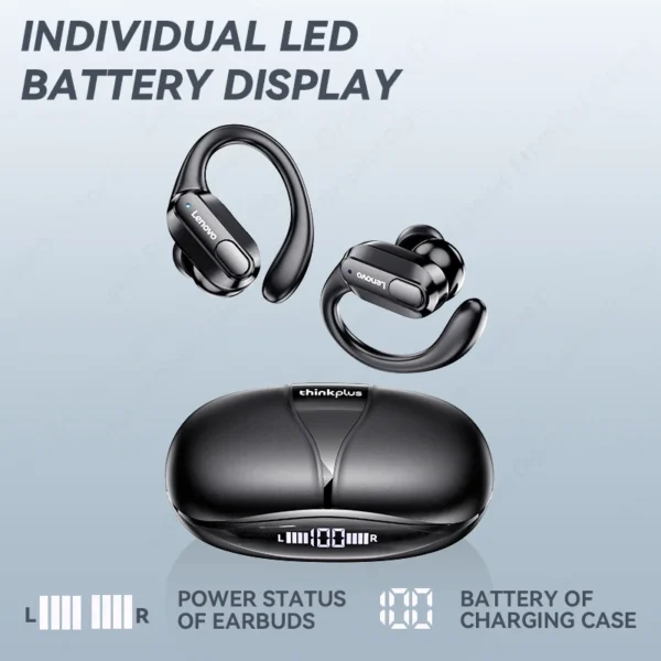 Lenovo XT80 Sports Wireless Headphones with Mics, Button Control, LED Power Display,Hifi Stereo Sound - Image 3