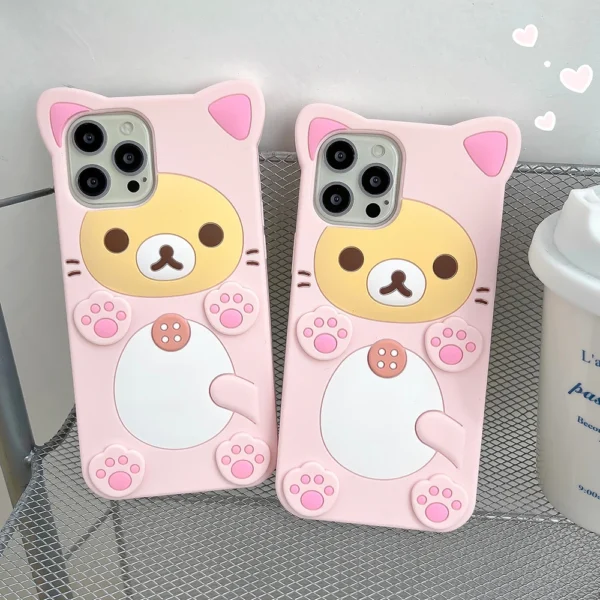 Kawaii Rilakkuma Bear Soft Silicone Cover Case For iPhone 15 14 13 12 Mini 11 Pro X XS Max XR 6 6S 7 8 Plus SE - Image 2