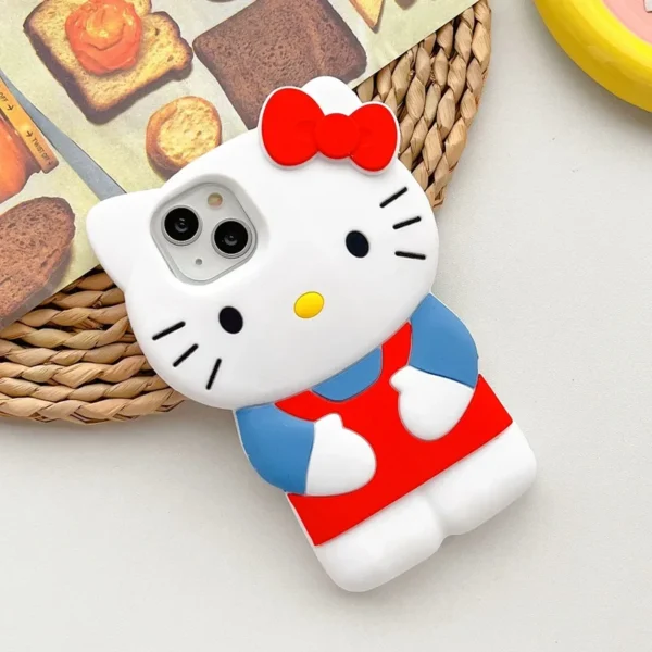 NEW Sanrio Hello Kitty Cartoon 3D Bow Phone Case For iPhone 16 15 14 13 Pro Max 7 8 Plus XR XS MAX Y2K Anti Fall Silicone Case - Image 2