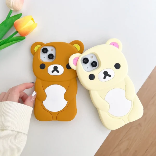 Rilakkuma Bear Silicone Soft Cover Case For iPhone 16 15 14 13 12 11 Pro Max mini Plus Xs XR 6 7 8 Plus - Image 2