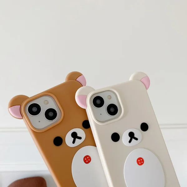 Fashion Cute 3D Cartoon Rilakkuma Bear Soft Silicone Phone Case Back Cover for iPhone 11 12 13 14 15 16 Pro Max - Image 3