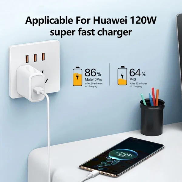 120W 10A USB Type C USB Cable Super Fast Charing Line for Xiaomi Samsung Huawei Honor Quick Charge USB C Cables Data Cord - Image 4