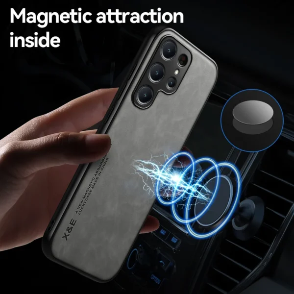 For Samsung Galaxy S24 Ultra 5G Case Magnetic Holder Leather Phone Case |  For Samsung S24 + Plus S 24 Ultra Shockproof Back Cover - Image 5