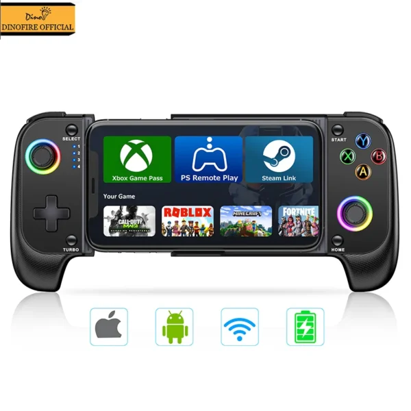 Cell Phone Gamepad Joystick for iPhone Android Control Bluetooth Controller Trigger with Hall Effect Stick Mobile Game