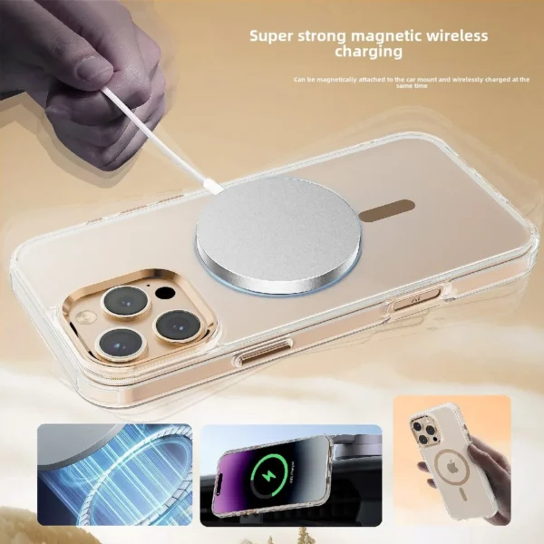 Luxury Magnetic Clear Phone Case For iPhone 16 15 14 13 12 Pro Max Plus For Magsafe Wireless Charge Shockproof Transparent Cover - Image 5