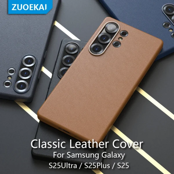 Leader Case For S25 Ultra S25 Plus S25 Leather Phone Case Luxury S25Ultra S25 Ultra S25Plus S25 Solid Color Full Cover