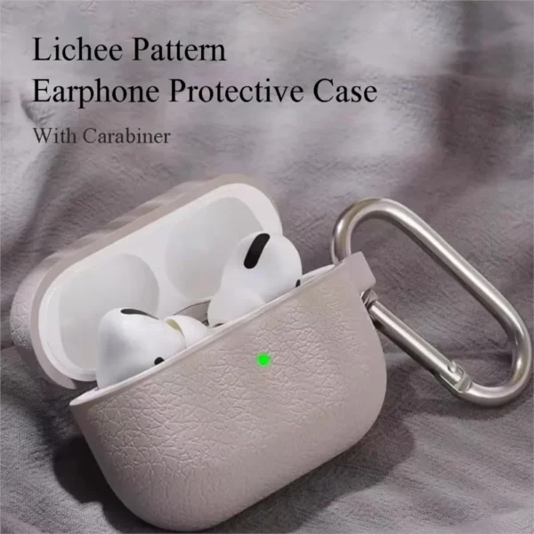 For Air Pods Pro 2 Case For Apple AirPods 4 3 2 1 Cover Premium Leather Earphone Charging Accessories Lychee Pattern With Buckle