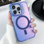 Phone Case For iPhone 16 15 14 Plus 13 12 11 Pro Max Lens Glass Film Protection Metal Stand Cover Color Change Magsafe Magnetic