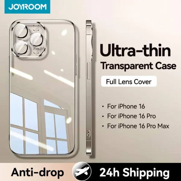 Joyroom Case For iPhone 16 15 14 13 Pro Max Anti-drop Transparent Cover For iPhone 16 Pro Max Soft TPU Case With Len Protection