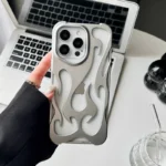 New 3D Flame pattern Hollow Slim Phone Case for iPhone 16 15 14 13 12 11 Pro Max 15 14 16 Plus Shockproof Protective soft Cover