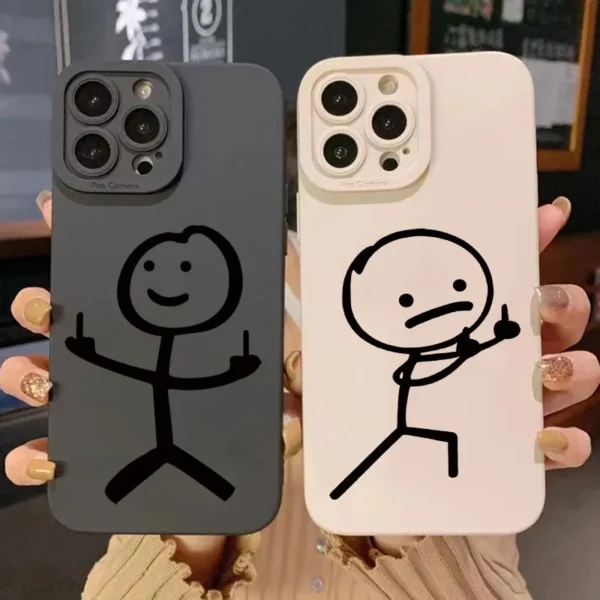 Cute Cartoon Matchman Matte Silicone Phone Case For iPhone 16 11 12 13 14 15 Pro Max XR XS X 7 8 Plus SE 2020 Soft Back Cover