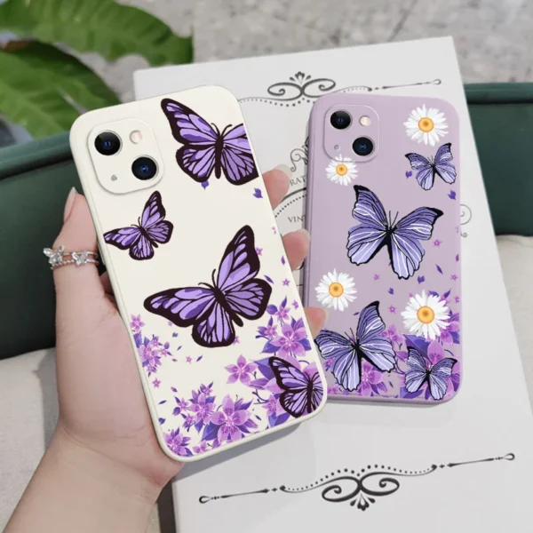 Purple Butterflies Phone Case For iPhone 16 15 14 13 12 11 Pro Max Cover - Image 4