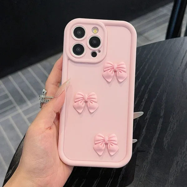 Silicone Soft Phone Case 3D Pink Cute ButterflyFor iPhone 16 15 14 13 12 11 Pro Max Candy Cover