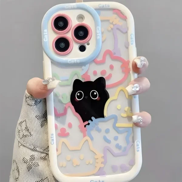 Cut Cat Aninal Phone Case For iPhone 13 Funda iPhone 11 14 15 16 Pro Max 12 XR X Xs 7 8 Plus SE 15pro 13pro Silicone Soft Cover - Image 6