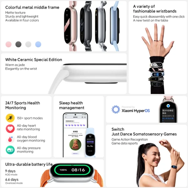 Global Version Xiaomi Smart Band 9 150 Sports Modes Sleep Monitoring 1.62" AMOLED Display 21 day Battery Mi Wrist Sport Watch - Image 2