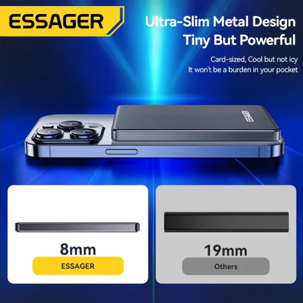 Essager Thin Wireless Power Bank Magnetic 20W 5000mAh Portable Fast Charging External Battery for Magsafe For iPhone 16 15 14 13 - Image 3