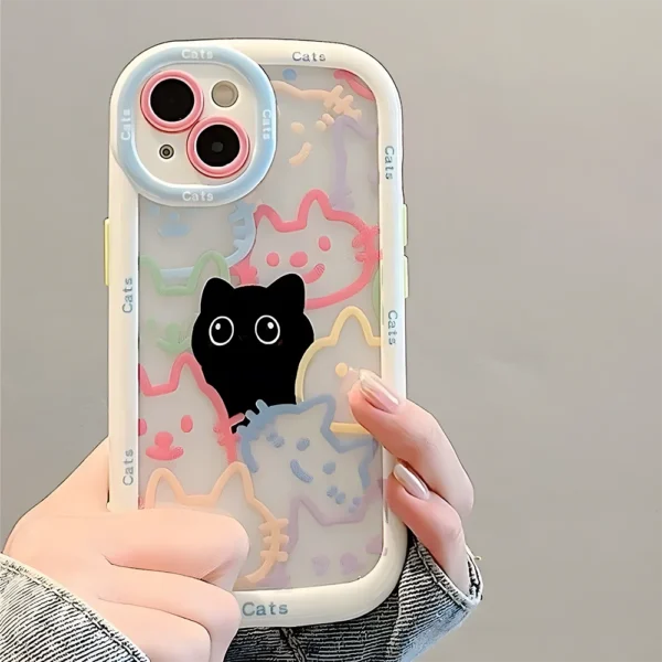 Cut Cat Aninal Phone Case For iPhone 13 Funda iPhone 11 14 15 16 Pro Max 12 XR X Xs 7 8 Plus SE 15pro 13pro Silicone Soft Cover - Image 4