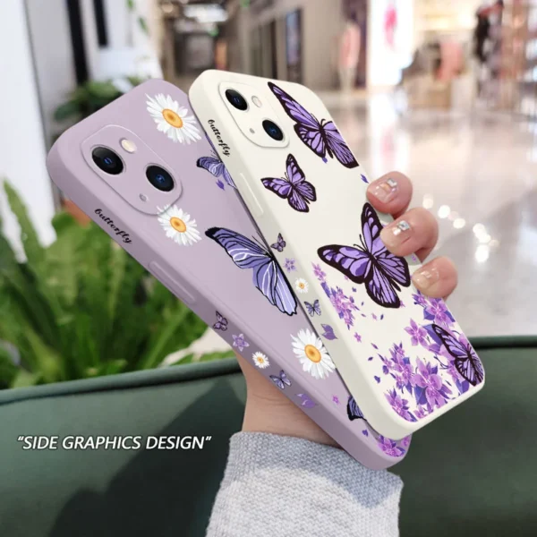 Purple Butterflies Phone Case For iPhone 16 15 14 13 12 11 Pro Max Cover - Image 3