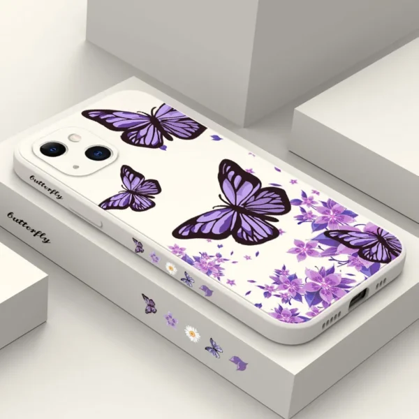 Purple Butterflies Phone Case For iPhone 16 15 14 13 12 11 Pro Max Cover - Image 2