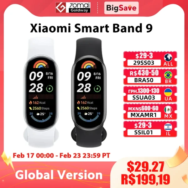 Global Version Xiaomi Smart Band 9 150 Sports Modes Sleep Monitoring 1.62" AMOLED Display 21 day Battery Mi Wrist Sport Watch