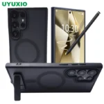 UYUXIO Magnetic Mobile Phone Case with Kickstand for Samsung Galaxy S25 S24 S23 Ultra FE S22 Plus Cover Stand Cases with Holder