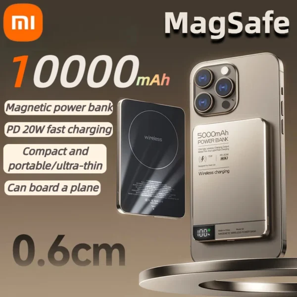 Xiaomi High quality Alloy 10000mAh Fast Charger Power Bank With Battery Powerbank Magnetic Wireless Phone Charger For Magsafe - Image 4