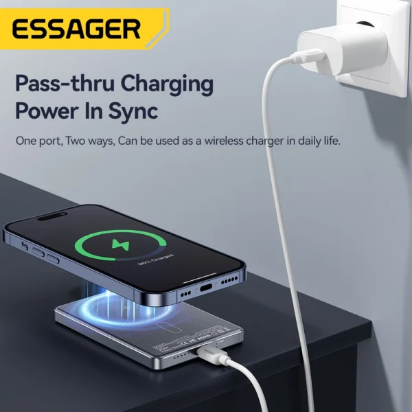 Essager Thin Wireless Power Bank Magnetic 20W 5000mAh Portable Fast Charging External Battery for Magsafe For iPhone 16 15 14 13 - Image 6