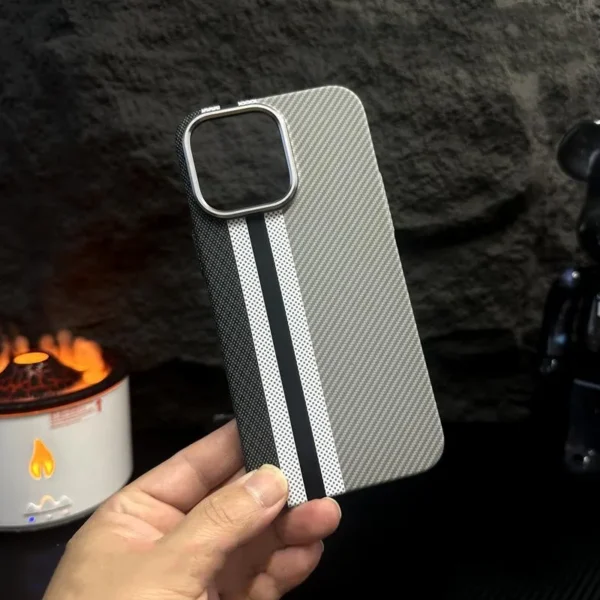 Fashion Carbon Relief MagSafe Cover for iPhone 16 15 Pro Max 14 Shell Wireless Charging Alloy Camera Bumper Hard - Image 5