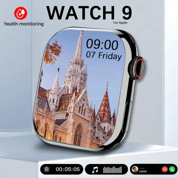 2024 Apple Watch 9 HD Bluetooth call GPS NFC Wireless Charging Life Waterproof Watch 9 Smartwatch Men Women