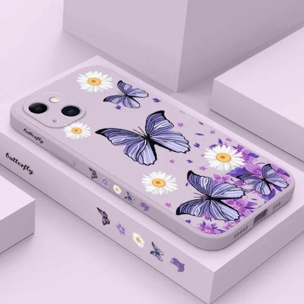 Purple Butterflies Phone Case For iPhone 16 15 14 13 12 11 Pro Max Cover