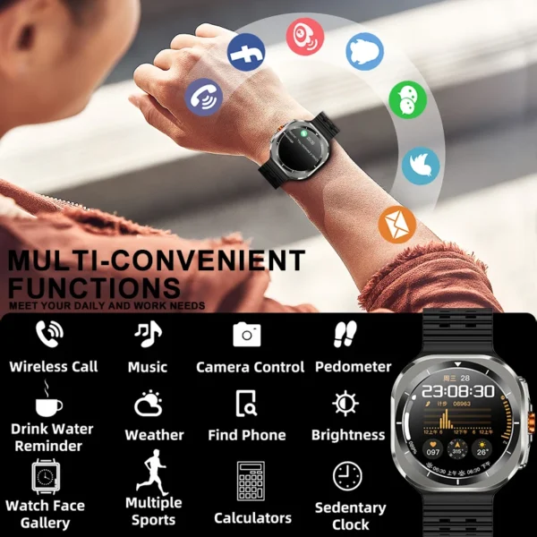 New Galaxy Z7 Ultra Smartwatch GPS Sport Trackr 1.46" HD Touch Screen - Image 4