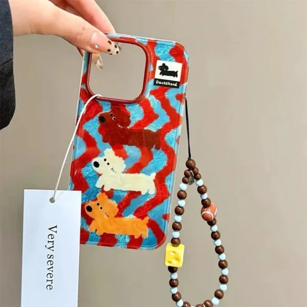 Cartoon Striped Sausage Dog Phone Case For iPhone 16 15 Pro Max 14 13 12 11 XS XR X SE 7 8 Plus Shockproof Silicone Soft Cover - Image 5