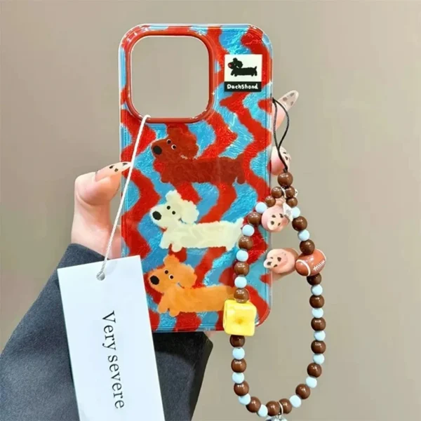 Cartoon Striped Sausage Dog Phone Case For iPhone 16 15 Pro Max 14 13 12 11 XS XR X SE 7 8 Plus Shockproof Silicone Soft Cover - Image 3